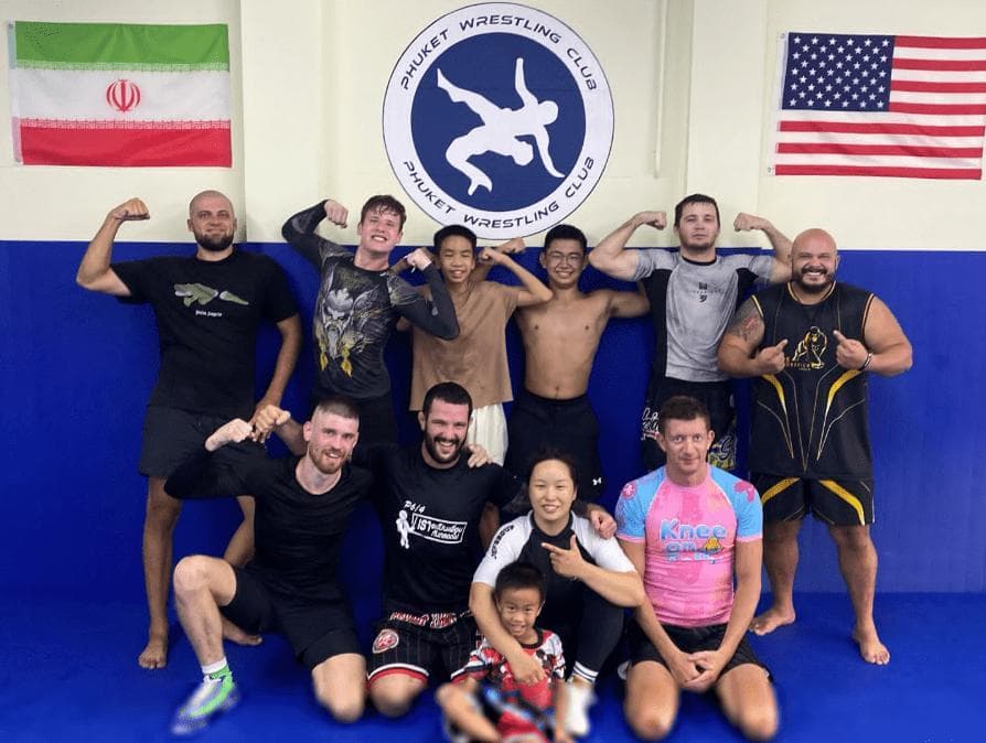 Kids wrestling practice session